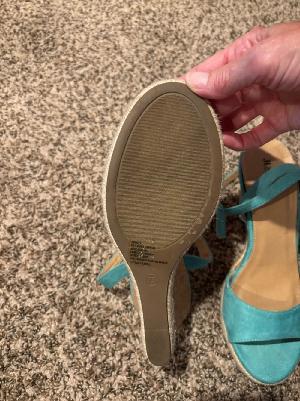JustFab Turquoise Suede Espadrille Wedge Sandals